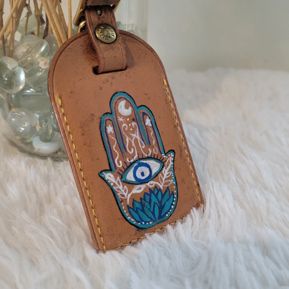 Louis Vuitton Custom Handpainted Luggage Tag, Hamsa Design - Picture 4 of 11